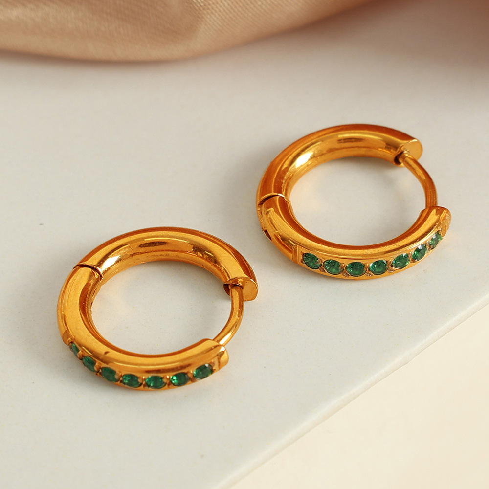 1 Pair Classic Series Stainless Steel  Gold Color Women's Hoop Earrings 